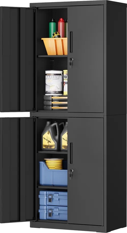 Armário para arquivos escritorio, armário de arrumação, 40 x 60 x 180 cm Preto