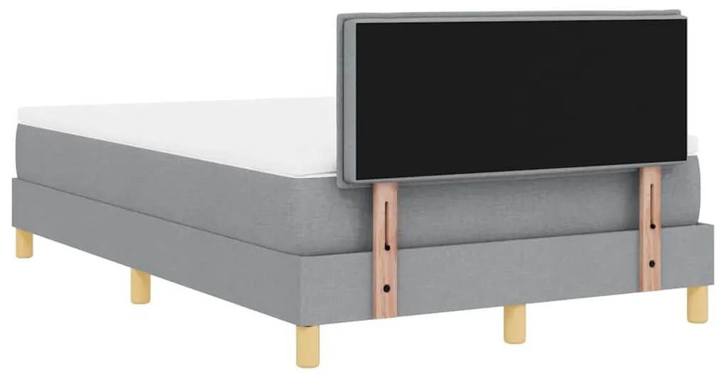 Cama Box com Colchão e LED Cinza Claro 120x200 cm Tecido