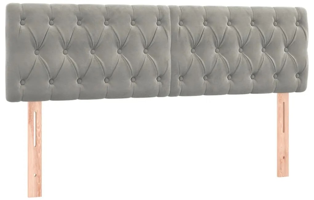 Cama box spring c/ colchão/LED 140x190 cm veludo cinzento