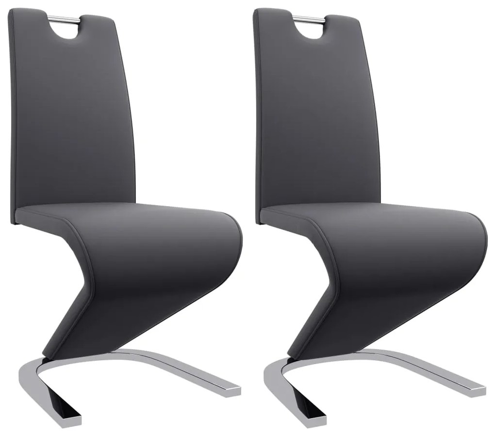 vidaXL Cadeiras de jantar ziguezague 2 pcs couro artificial cinzento