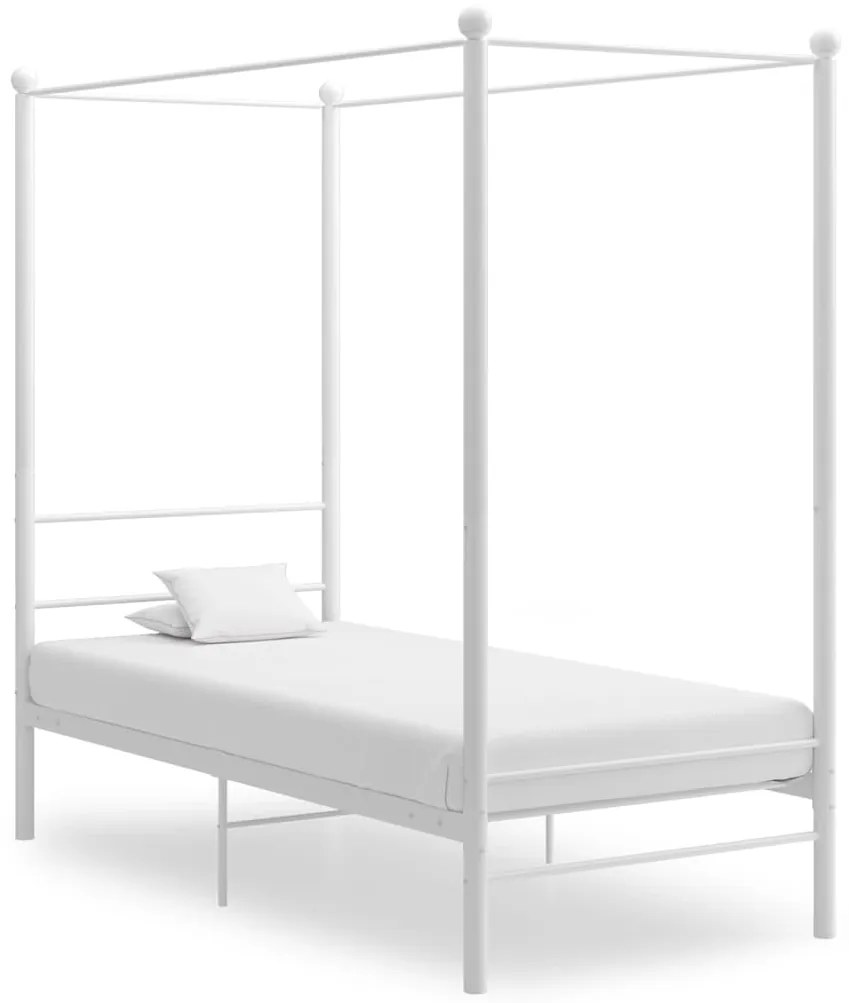 vidaXL Estrutura de cama com dossel 100x200 cm metal branco