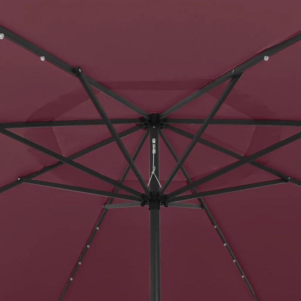 Guarda-sol de jardim com luzes LED 400 cm bordô