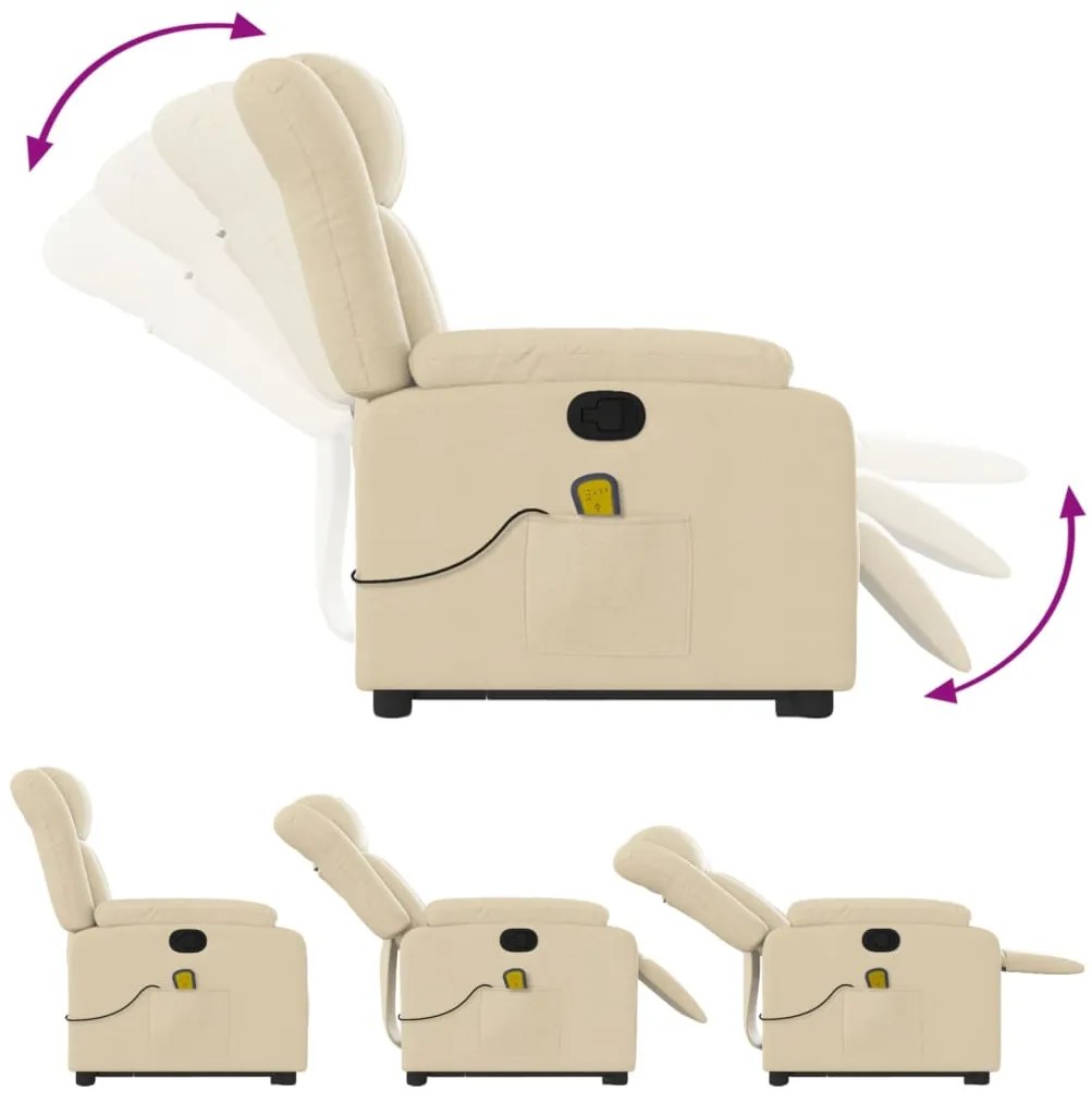 Poltrona elevatória de massagens tecido cor creme
