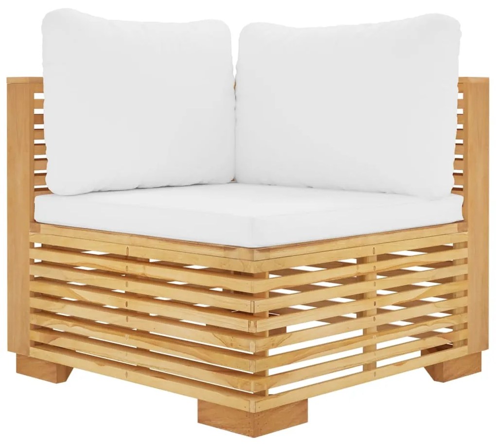 4 pcs conjunto lounge jardim c/ almofadões madeira teca maciça