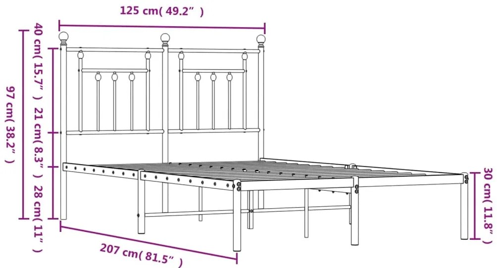 Estrutura de cama com cabeceira 120x200 cm metal preto