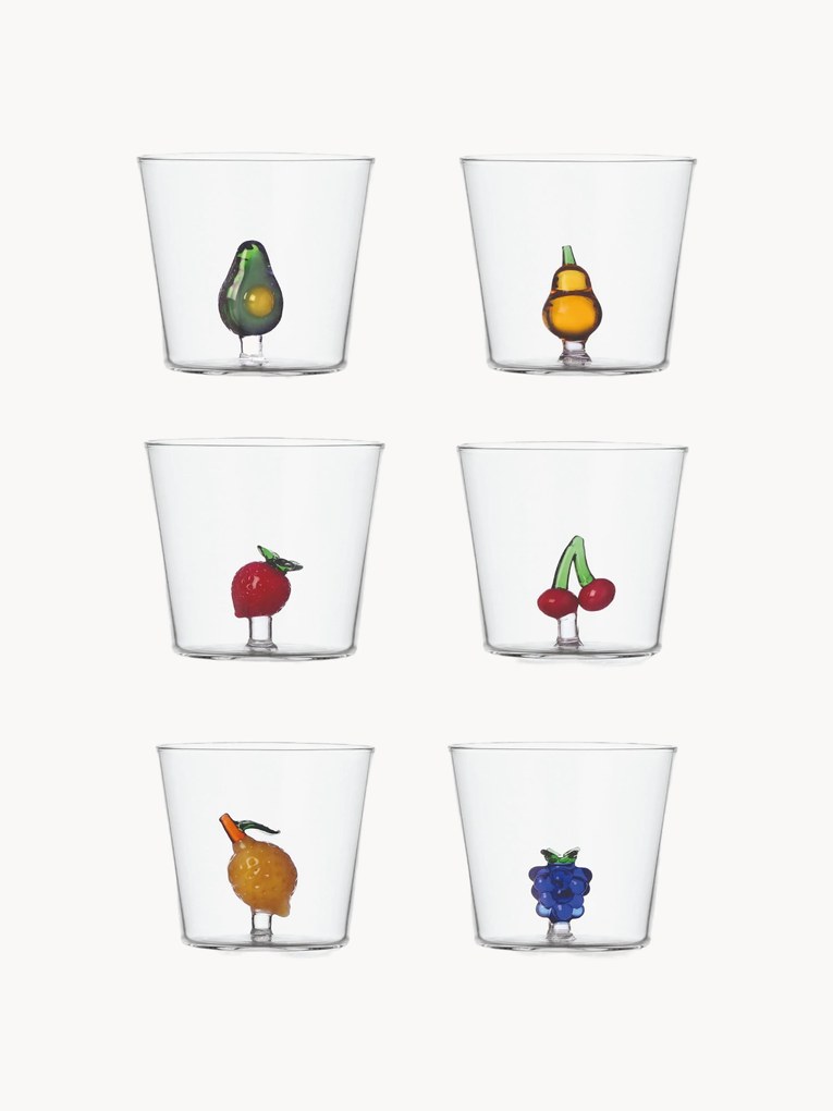Copos artesanais Fruits & Flowers, 6 uni.