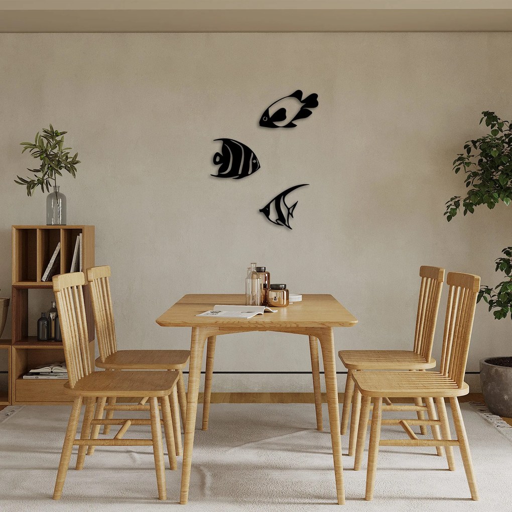 Acessório Decorativo de Metal Fishes – Preto – 21x26 cm, 24x26 cm, 20x