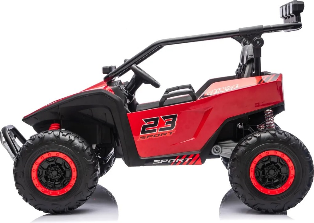 Buggy elétrico para Crianças 24V, 4x200W, 2 lugares TURBO 23, Rodas Espuma EVA, Assento Couro ecológico Vermelho