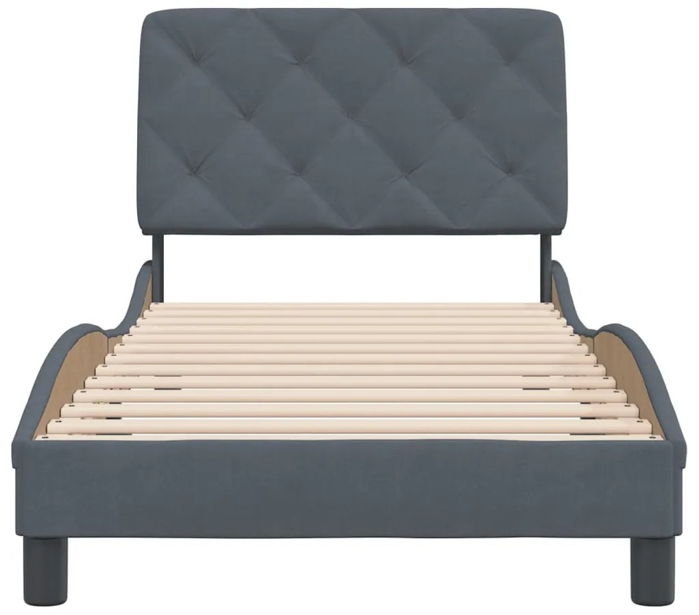 Estrutura de cama sem colchão 90x190 cm veludo cinzento-escuro