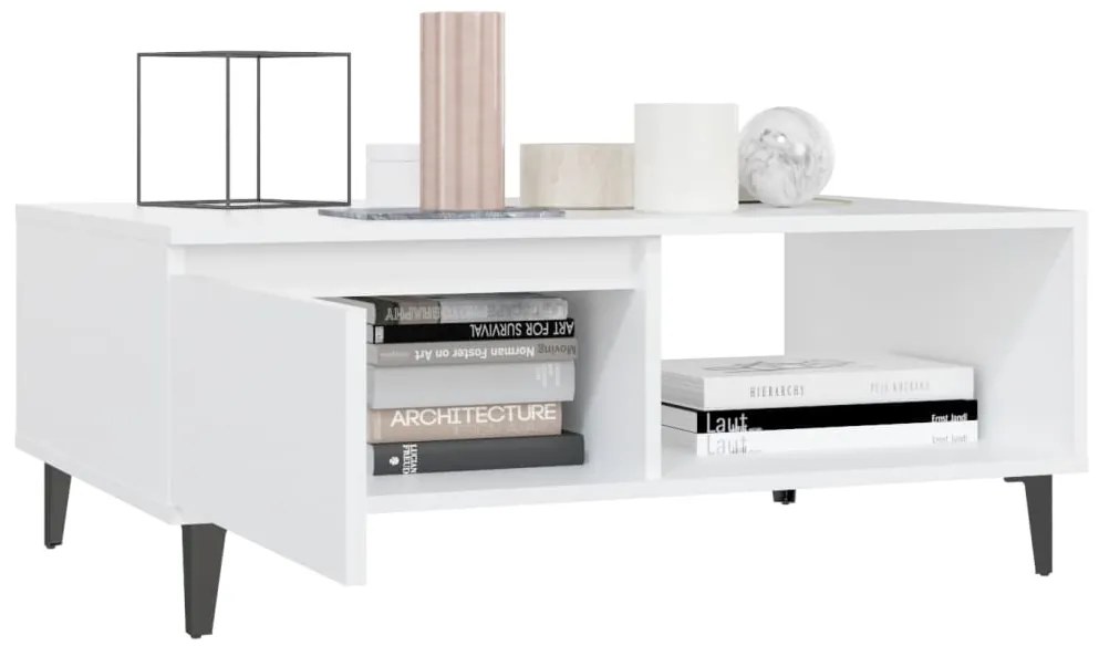 Mesa de centro 90x60x35 cm contraplacado branco