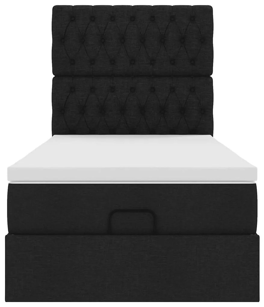 Cama otomana com colchão 90x200 cm tecido preto