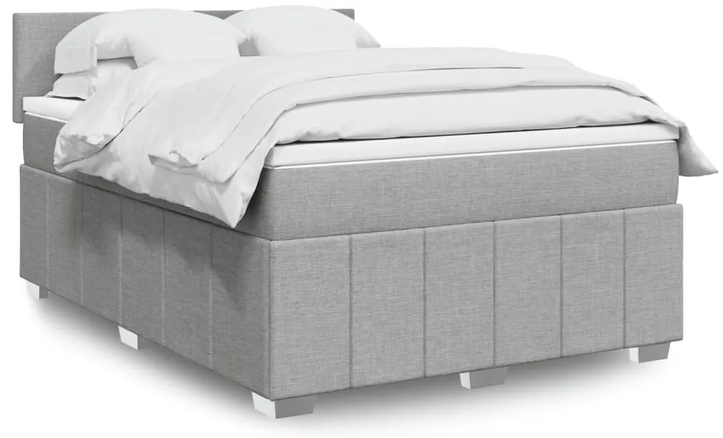 vidaXL Cama com molas/colchão 140x200 cm tecido cinzento-claro