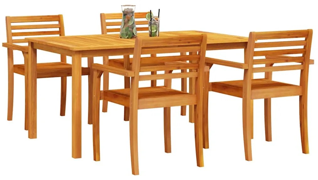 Conjunto de Jantar 5 pcs Marrom Natural 150 x 90 x 74 cm