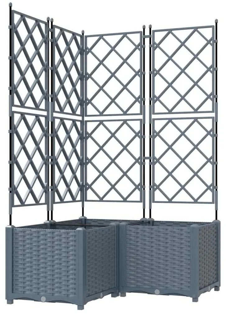 Jardineira de Jardim com Treliça 3 pcs Cinza Claro 80x80x143 cm