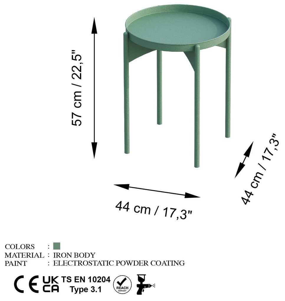 Mesa de Centro Shb-002-E – Verde – 44x57x44 cm | Tribo Home