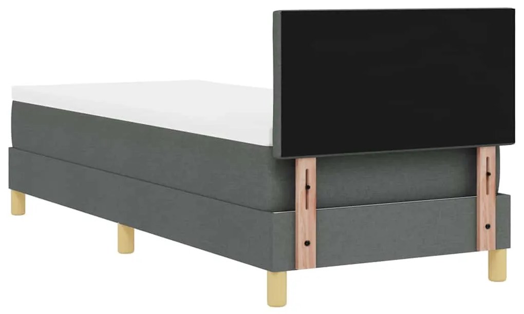 Cama Box com Colchão &amp; LED Cinza Escuro 80x200 cm Tecido