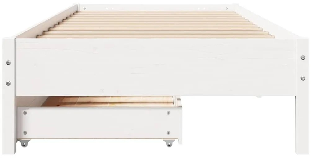 Cama sem colchão 100x200 cm madeira de pinho maciça branco
