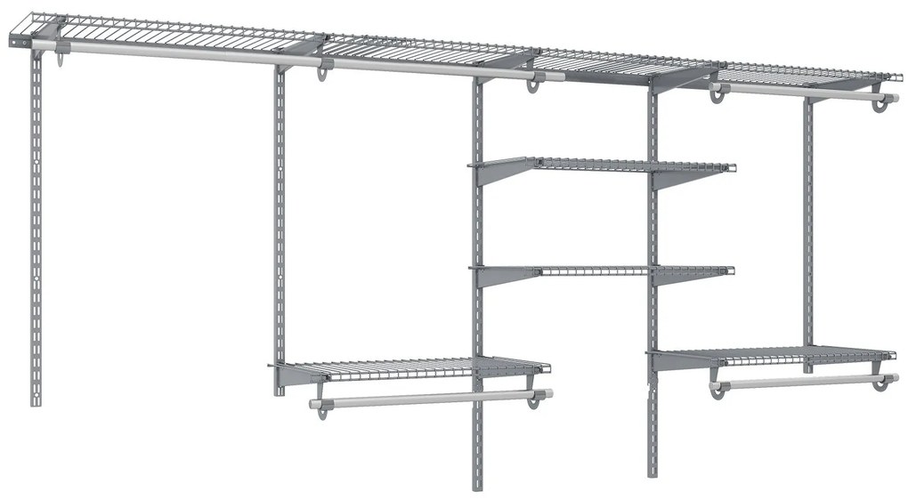 Sistema de armazenamento de armários, prateleiras de parede expansíveis de arame, 122-244 cm, organização de armários ajustável, branco