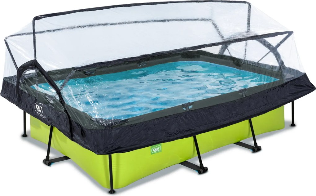 Piscina retangular Lime 220x150x65 cm com bomba de filtragem e cobertura - Verde