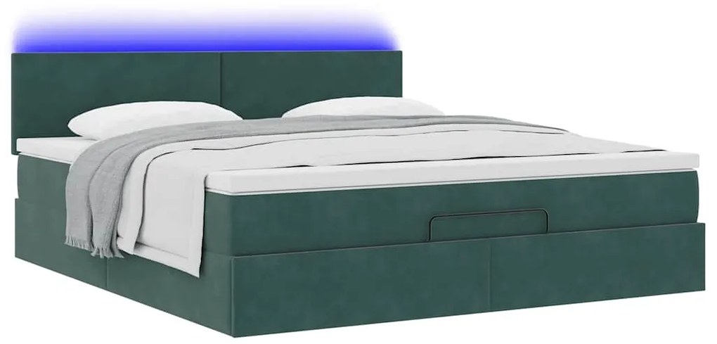 Estrutura de cama otomana com colchão 160x200 cm verde escuro