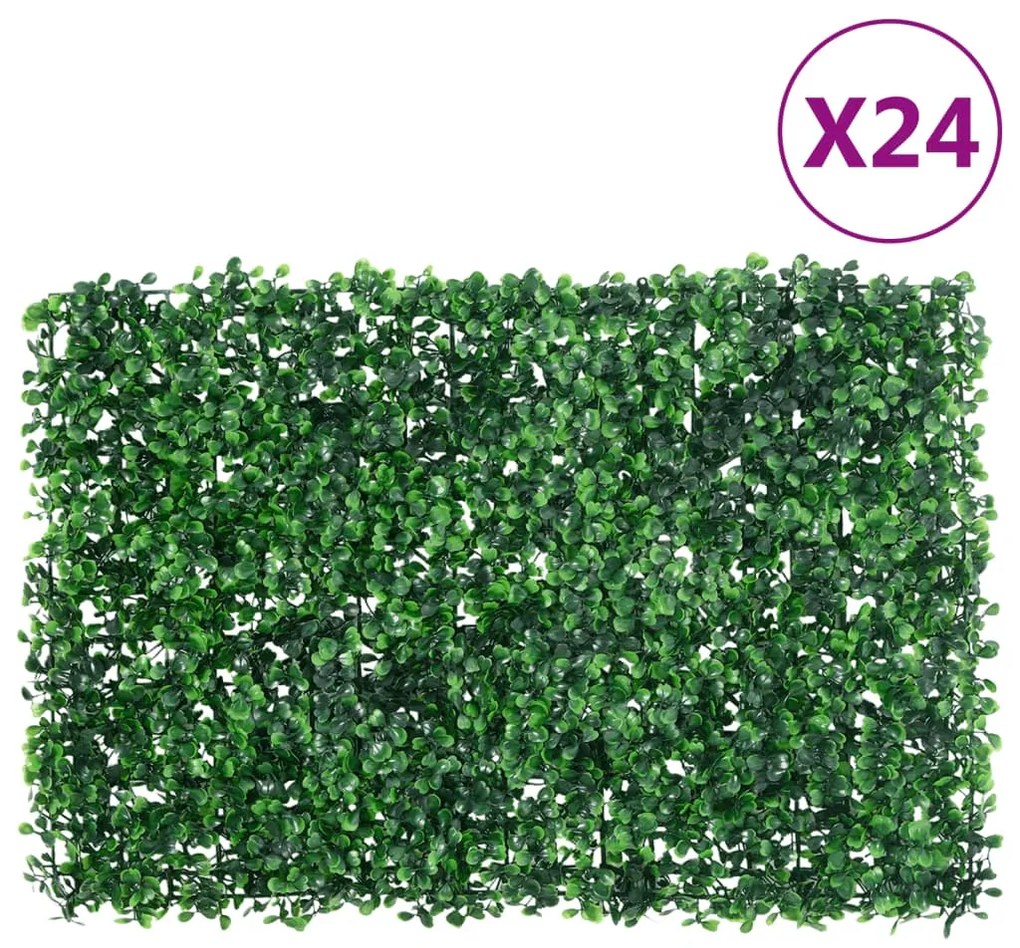  vidaXL Vedação de arbusto artificial 24 pcs 40x60 cm verde