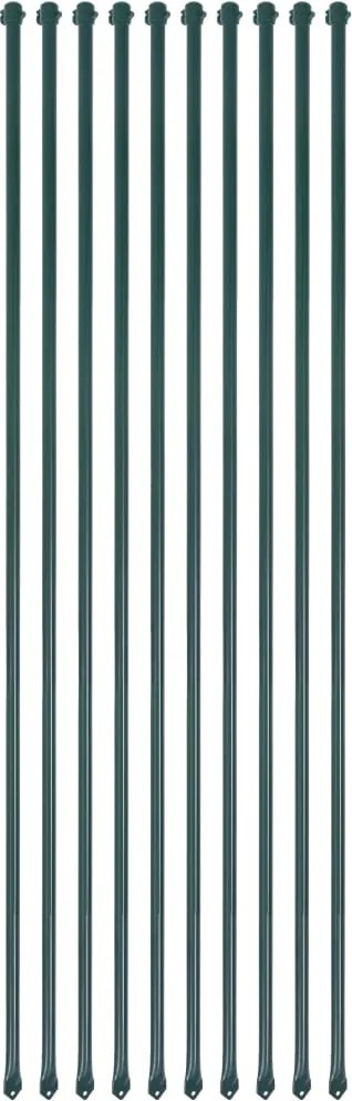 vidaXL Postes de jardim 10 pcs 1,5 m metal verde