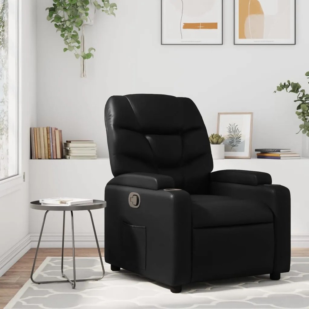 vidaXL Poltrona reclinável couro artificial preto