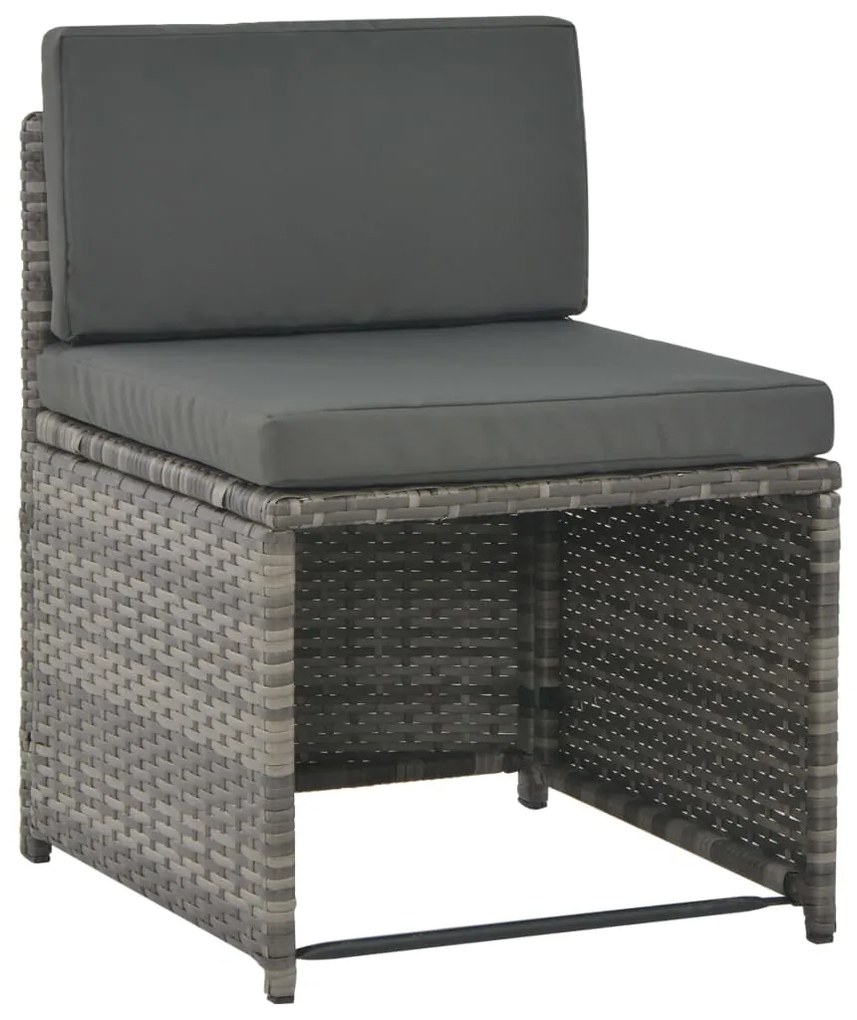 Conjunto jantar p/ exterior com almofadões 7 pcs vime cinzento