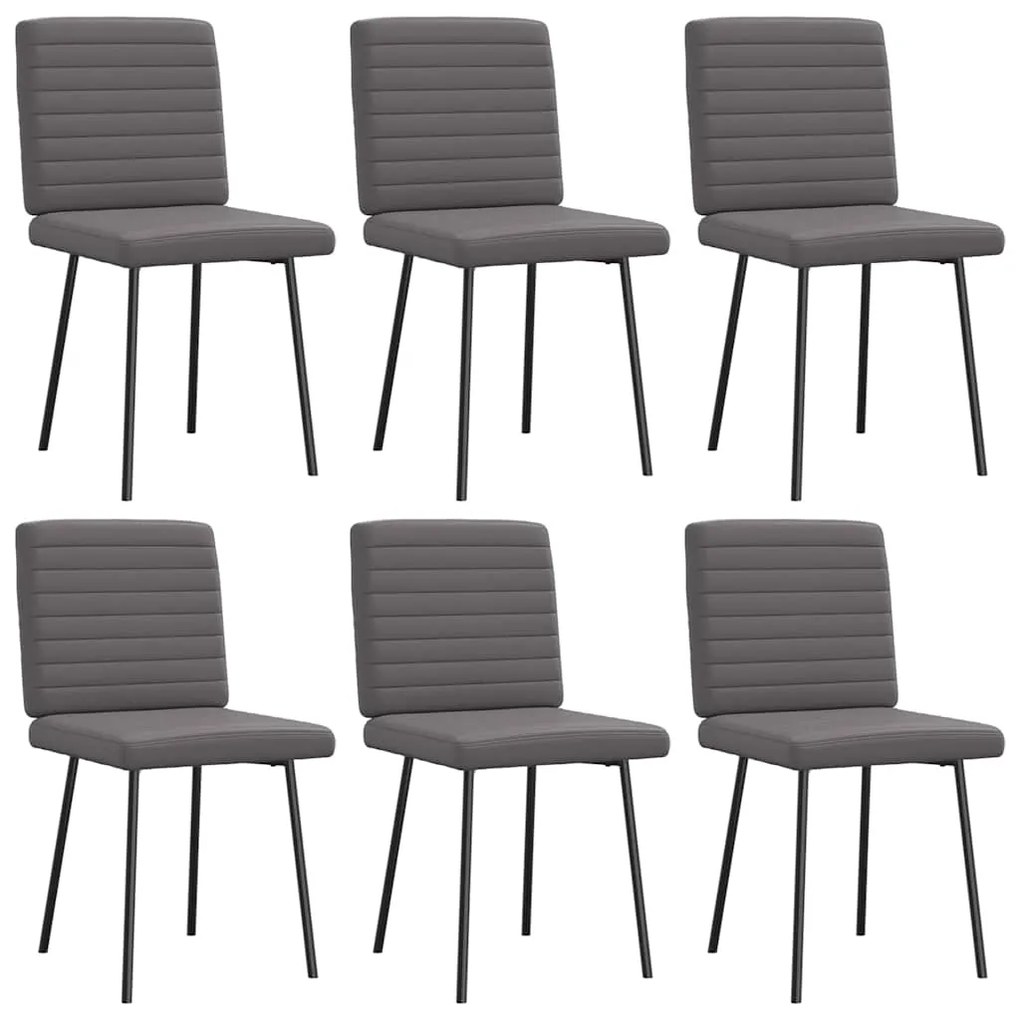 Cadeiras de jantar 6 pcs couro artificial cinzento
