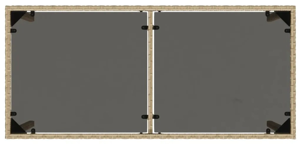 Mesa de jardim com tampo de vidro 115x54x74 cm vime PE bege