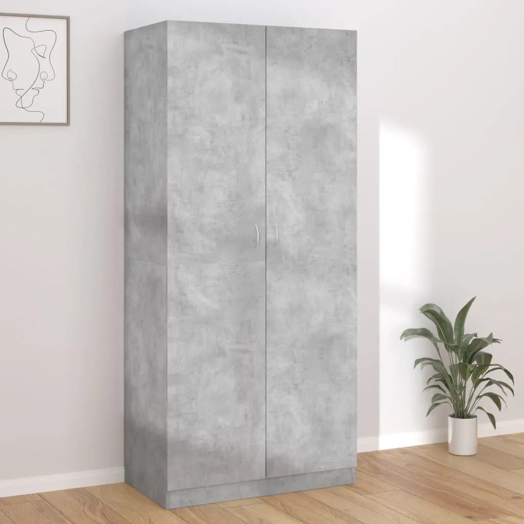 Roupeiro 90x52x200 cm derivados de madeira cinzento cimento