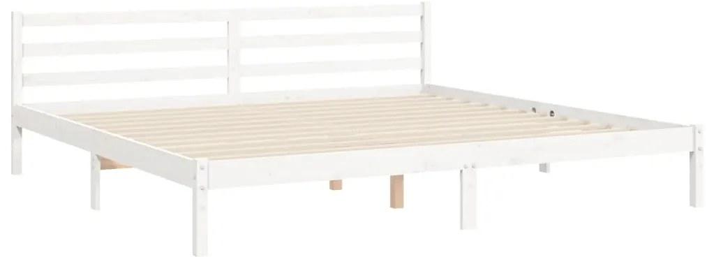 Estrutura de cama com cabeceira 200x200cm madeira maciça branco
