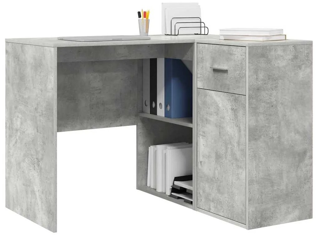 Mesa de Canto Cinza Concreto 102x88x75 cm Madeira Engenheirada