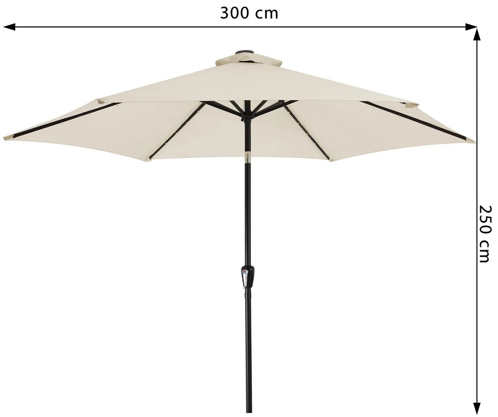 Guarda-sol LED Florida com proteção UV 80+ Ø300 x 250 cm Creme