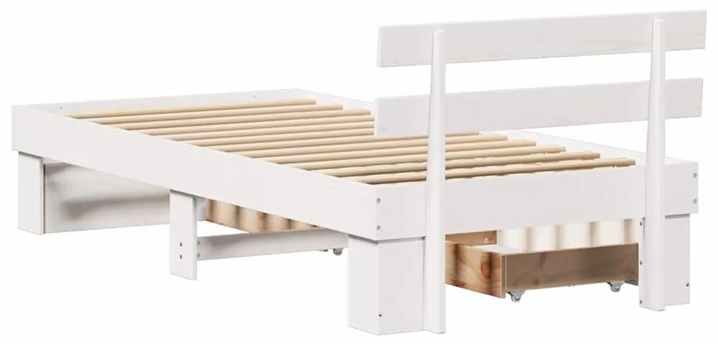 Estrutura da Cama Branco 90 x 200 cm Madeira de Pinheiro Sólido