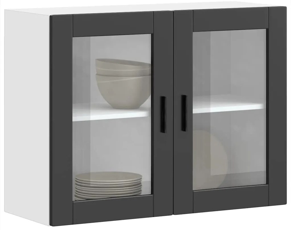 Armário de parede de cozinha com porta de vidro Porto preto