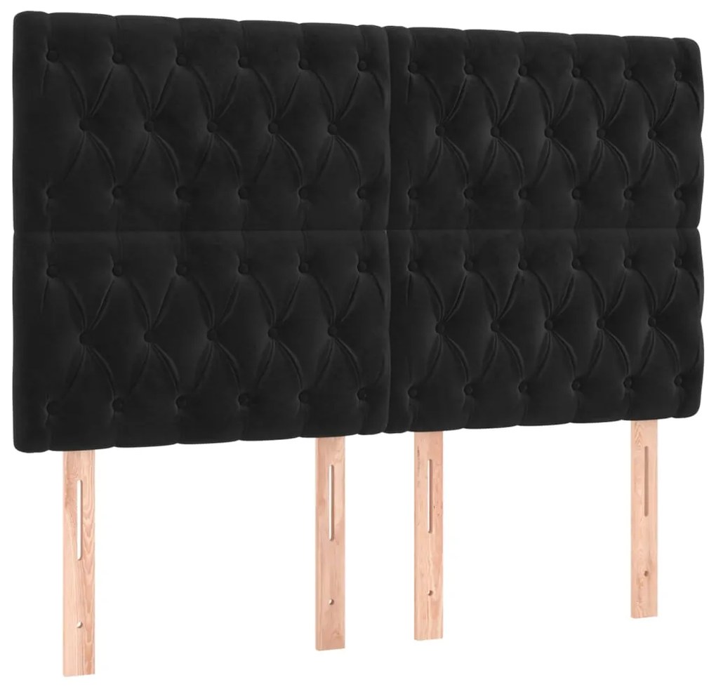 Cama box spring c/ colchão/LED 160x200 cm veludo preto