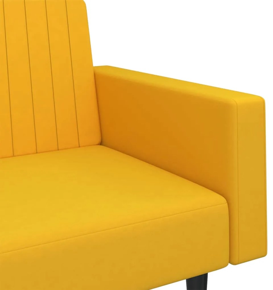 Sofá-cama de 2 lugares veludo amarelo