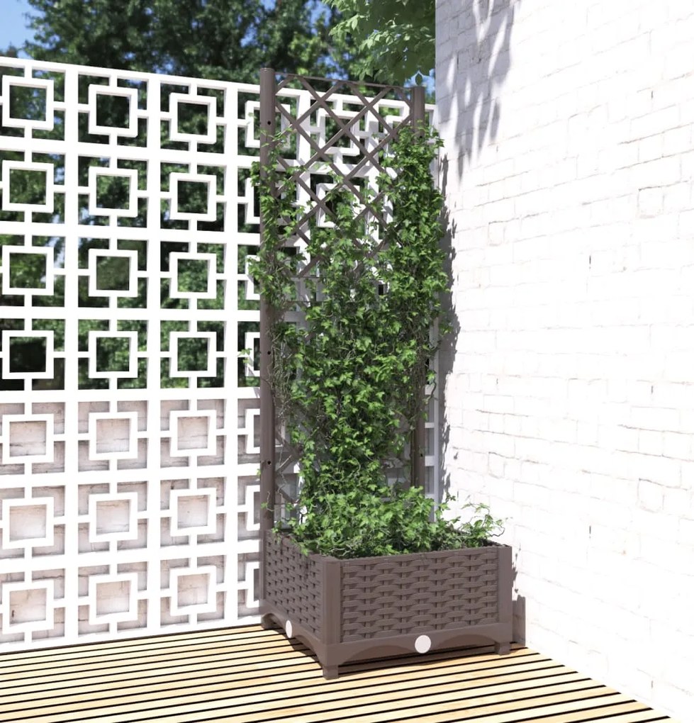 Vaso/floreira jardim c/ treliça 40x40x121,5 cm PP castanho