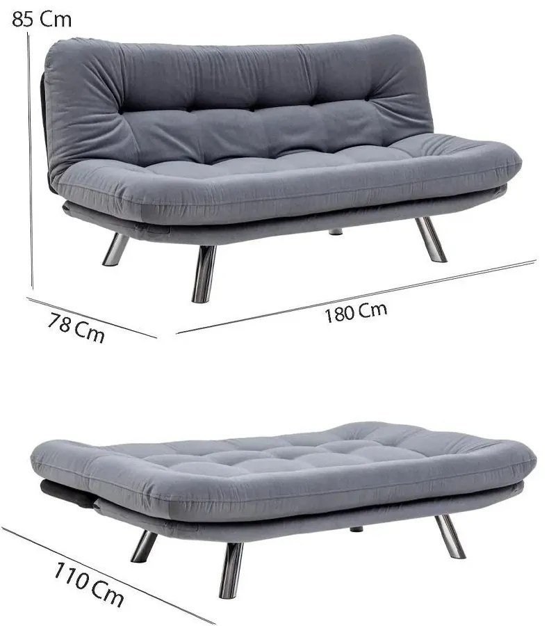 Sofá-Cama de 3 Lugares Misa – Multicolor – 52x175x40 cm