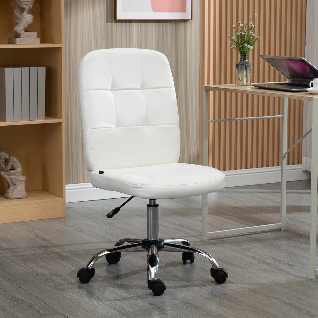 Cadeira de Escritório operativa Giratória de Couro Sintético com Altura Ajustável Moderno Carga 120 kg 45x59x100 cm Branco