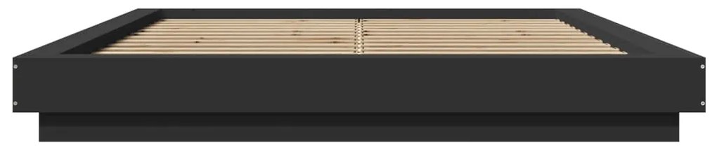 Estrutura cama c/ luzes LED 150x200 cm derivados madeira preto