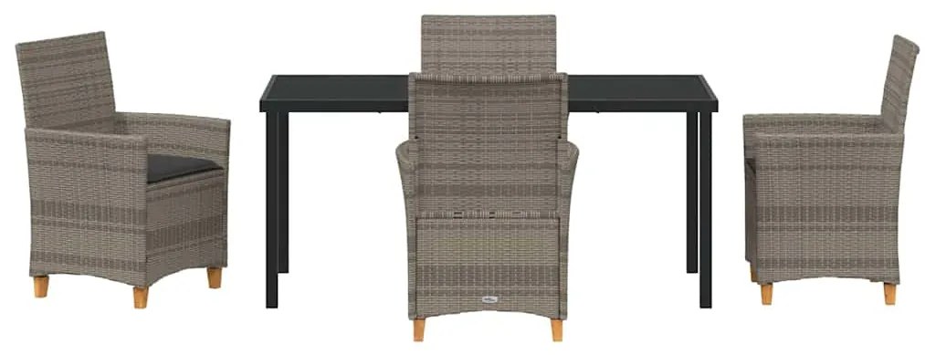Conjunto de Jantar de Jardim com 5 Peças e Almofadas - Cinza - Polyrat