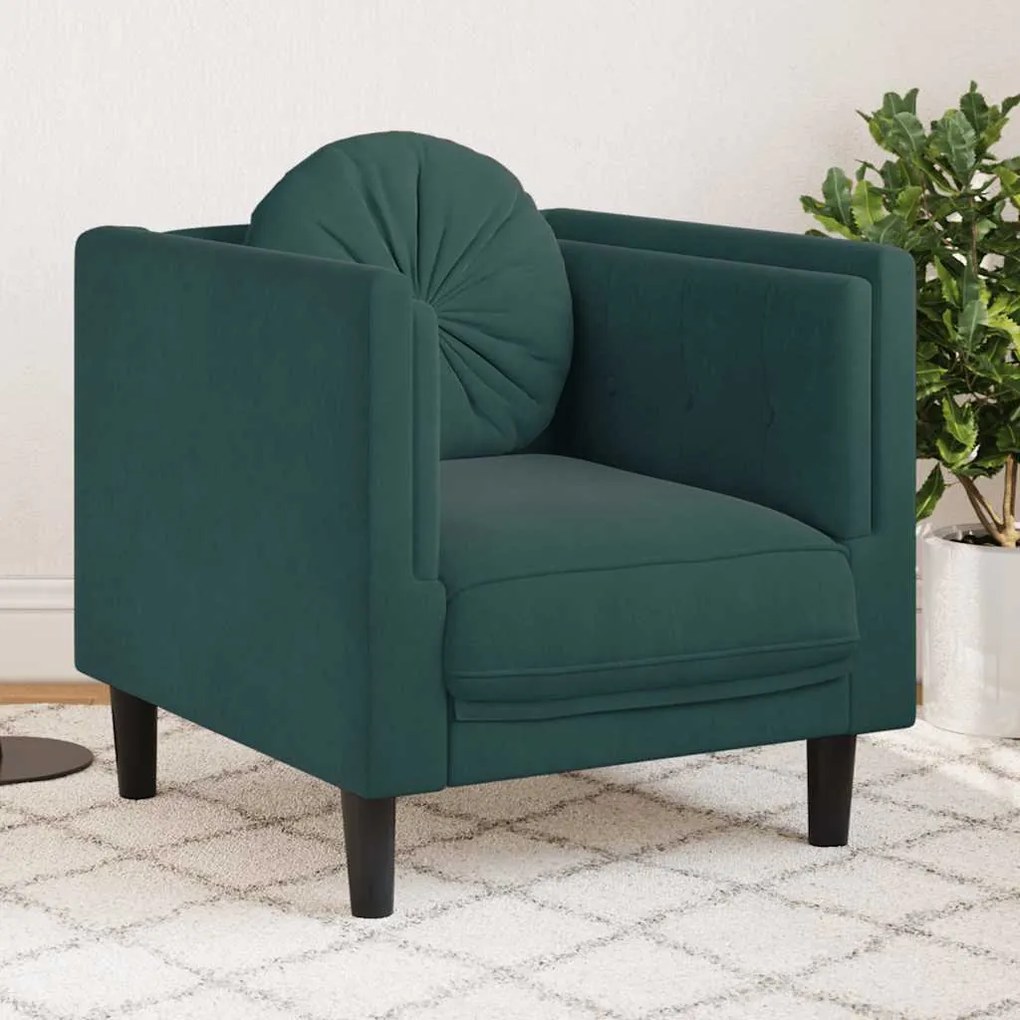 Poltrona com almofadão veludo verde-escuro