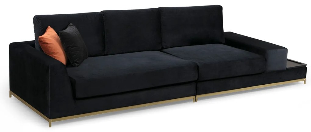 Sofá de 4 Lugares Line – Preto e Dourado – 320 x 102 x 84 cm