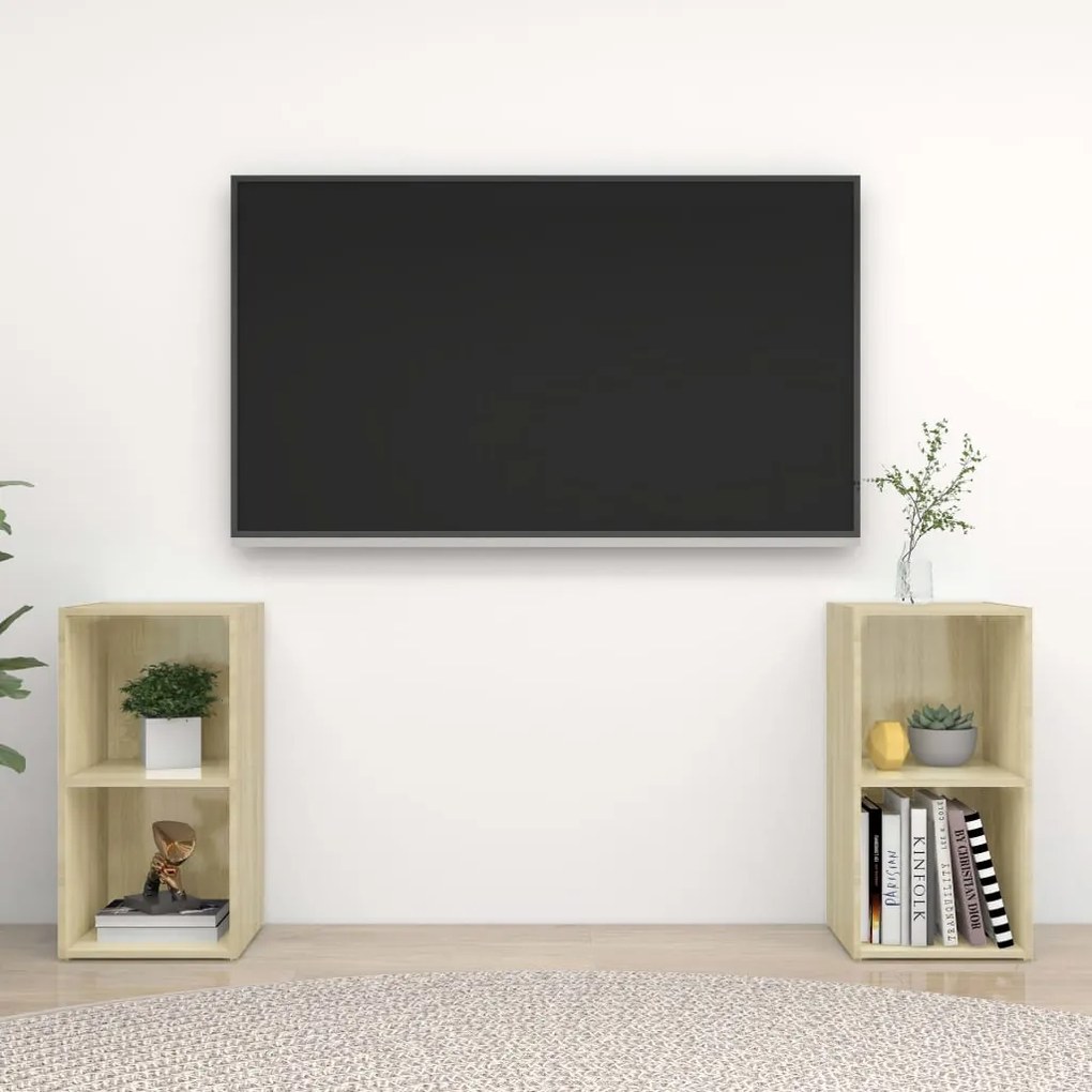 vidaXL Móveis de TV 2 pcs derivados de madeira carvalho sonoma