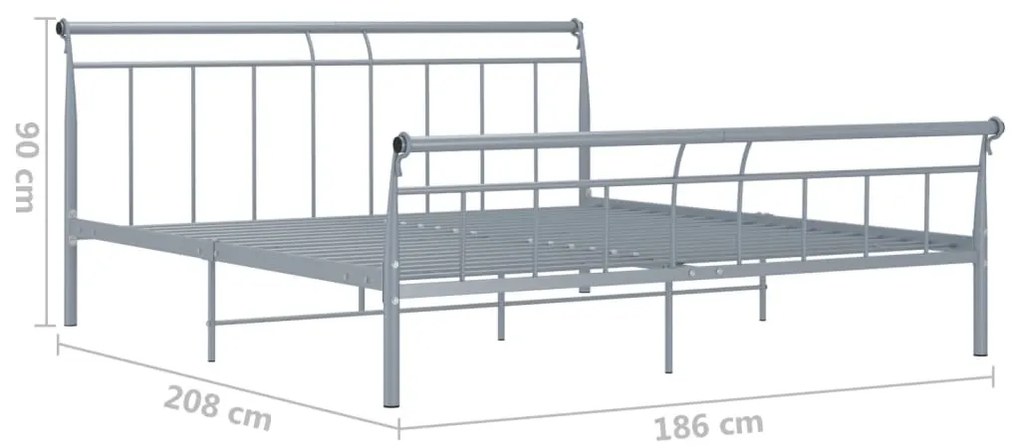 Estrutura de cama 180x200 cm metal cinzento