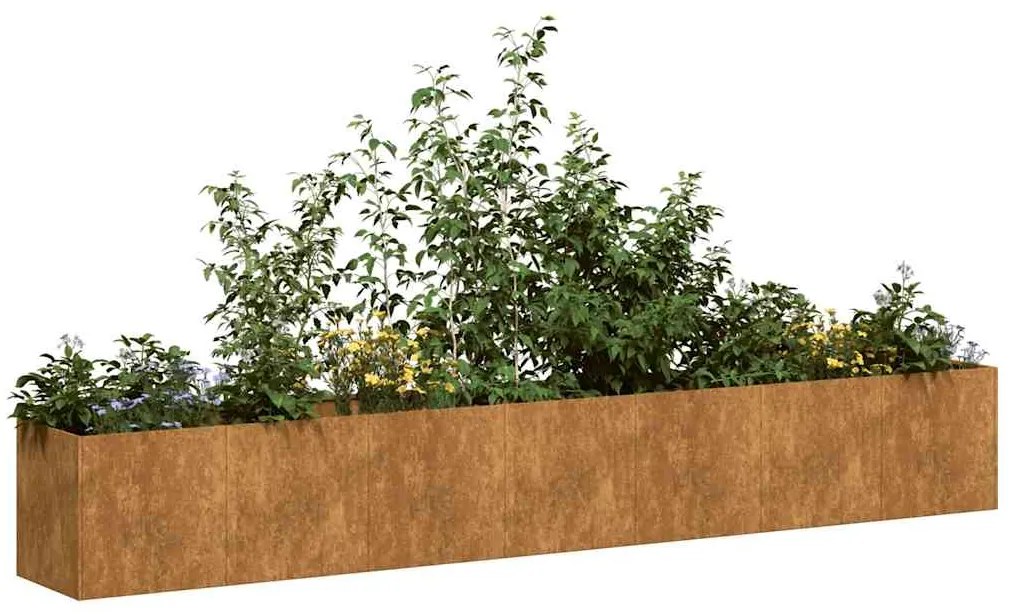 vidaXL Floreira enferrujada 280x40x40 cm aço resistente