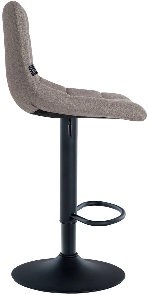 Banco de bar Jerry em tecido com estrutura preta 87-108,5 x 43 x 46,5 cm Cinzento