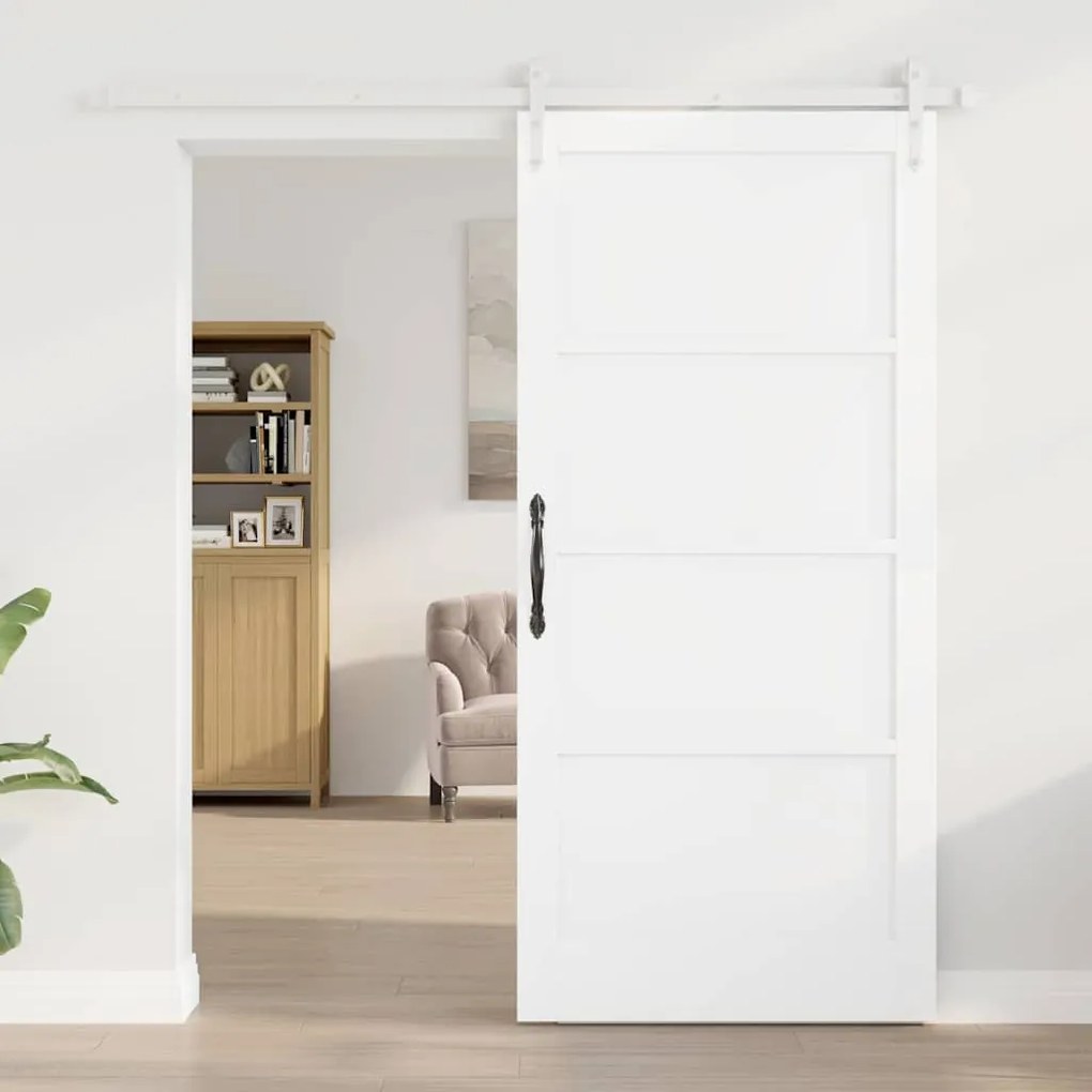 Porta Deslizante vidaXL com Conjunto de Hardware Branco 93x202 cm Made